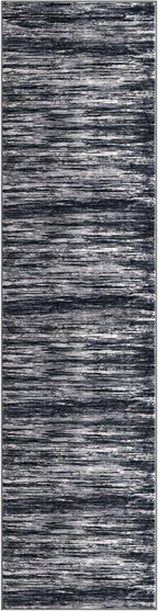 2x8 Modern Abstract Runner Rug for Hallways, Black Super Soft Hallway Decor Kitchen Rugs with Non-Slip, Non-Shedding Washable Rug for Entryway Bedroom Indoor