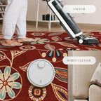 Maples Rugs Reggie Floral Runner Rug - Made in USA - Washable, Non Slip Indoor Carpet for Kitchen, Hallway, and Laundry Room, 2' x 10', Merlot