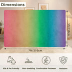 Rainbow Washable 5x7 Area Rugs for Living Room, Thin Low Pile Contemporary Carpet, Non-Slip Base Lightweight Rug