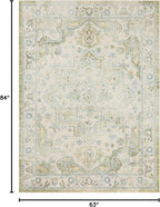 Nourison Home Astra Machine Washable Blue Green 5'3" x 7' Area Rug - Easy Clean, Non Shedding, Bed Room, Living Room, Dining Room, Kitchen (5' x 7')