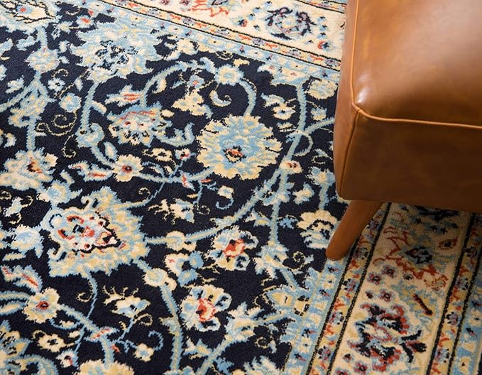 Unique Loom Sialk Hill Collection Area Rug - Washington (2' 2" x 3' 1" Rectangle Navy Blue/Cream)