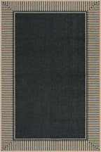 Moynesa Striped Border Easy Jute Outdoor Rug 4x6, Washable Indoor Outdoor Patio Area Rugs for Balcony Backyard Non Slip, Modern Classic Farmhouse Carpet for Living Room, Black