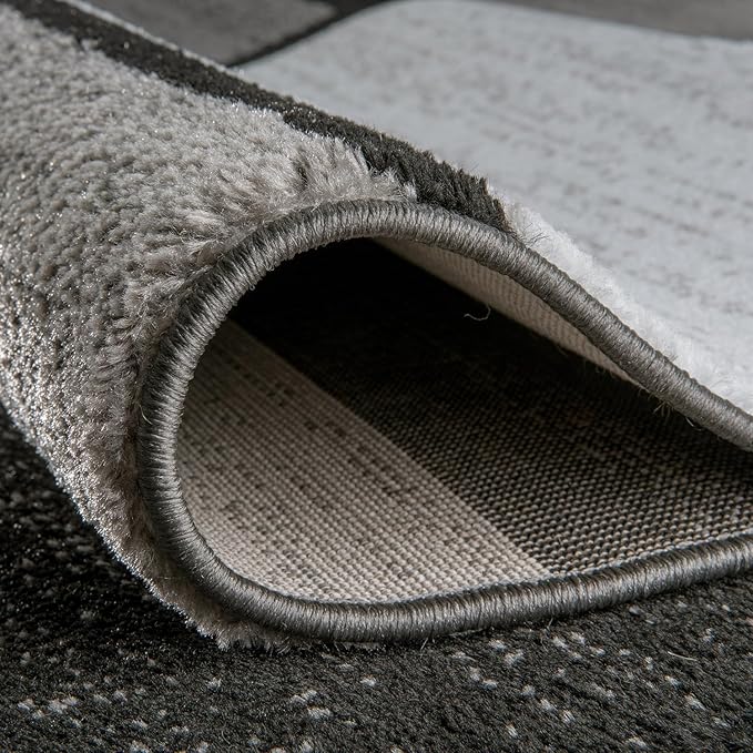 Rugshop Modern Geometric Gray Area Rug, Carpet with Jute Backing for Living Room, Large Bedroom, or Open Spaces, 9' x 12'