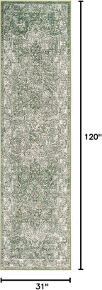 Unique Loom Isabella Collection Area Rug - Adjani (2' 7" x 10' Runner, Green/ Ivory)