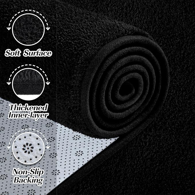 Large Area Rugs for Living Room Bedroom, 7x10 Feet Black Rug, Minimalist Modern Shag Rug, Soft Thick Comfy Memory Foam Indoor Carpet, Non-Slip Washable Rug for Boys Girls Dorm Nursery Room Home Decor