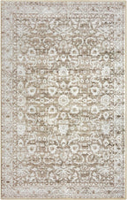 Vintage Floral 3x5 Rug, Beige Tan White Entryway Rug Neutral Small Area Rug Washable Non-Slip Throw Rug, Thin Printed Faux Wool Kitchen Rugs Super Soft Capet for Entrance Bedroom Office