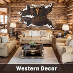 AROGAN Western Decor Faux Fur Cowhide Rug, 4.6x5.2 Feet Premium Animal Skin Cow Hide Rug, Sturdy Cow Print Rugs for Wall Decor, Western Floor Carpet for Bedroom Living Room, Black and Brown