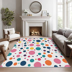 Polka Dots Rugs for Kids Room - 6x9 ft, Polka Dot Rug, Colorful Dots Living Room Rug, Multicolor Geometric Washable Area Rugs for Bedroom, Kids Nursery Playroom Home Decor & Gifts