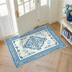 SOULFUL Medium Pile 2x3 Entryway Rug - Soft Foot Feel Small Area Rug - Blue Boho Floral - Washable Non-Slip - Perfect for Hallway Kitchen Bedroom Bathroom Indoor Entrance