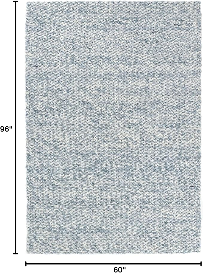 Dash and Albert Loggia Sky Wool Area Rug - 5' x 8' Sky Blue Solid Handwoven Accent Rug - Durable, Lightweight, Dining Room, Living Room, Bedroom - Premium Luxury Hotel Quality Soft Breathable
