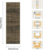 2x6 Machine Washable Runner Rug, Kitchen Hallway Area Rug, Brown Black Vintage Moroccan Rug Ultra Non-Slip Low Pile Soft Faux Wool Carpet, Kids and Pets Friendly for Bedroom Entryway Bedside Decor Rug