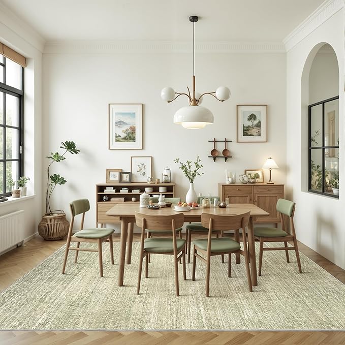 Valenrug Washable Rugs 3x5 - Stain Resistant 3x5 Area Rugs for Living Room, Non Slip Backing Printed Rugs for Bedroom, Folable Machine Washable Area Rug(3'x5', Green)