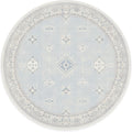 RUGGABLE Washable Vintage Area Rug – Verena Soft Blue 8 ft Round, Stain-Resistant, Non-Slip – Large Machine Washable Rugs for Living Room, Bedroom, Hallway, Entryway & Office–with Cushioned Pad