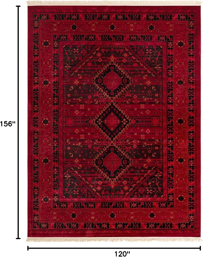 Unique Loom Tekke Collection Area Rug - Sheibani (10' x 13' Rectangle, Red/ Black)