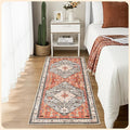 Istana Hallway Runner Rug 2x8 – Red/Teal Entryway Rug -Silk's Soft Touch Runners for Hallways - Stylish Kitchen Runner Rug Non Slip