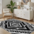 Area Rugs for Living Room 6x8, Moroccan Washable Low Pile Rug, Boho Neutral Farmhouse Ultra Soft Carpet for Bedroom Dining Room Home Decor, Geometric Print Tribal Carpets Black and White