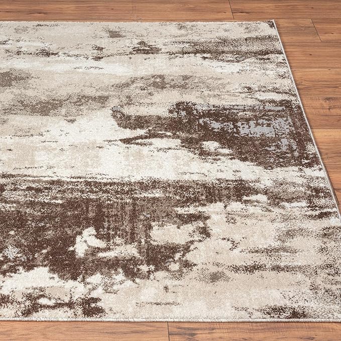 LUXE WEAVERS Euston Collection 7681 Brown 6x9 Modern Abstract Area Rug