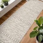 KUTA Long Hallway Runner Rug 2.6x18 Non-Slip Washable, Moroccan Vintage Beige Boho Kitchen Rugs Ultra Soft Distressed Geometric Floor Carpet Runners for Bedroom Laundry Stairway Entryway