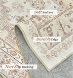zesthome 7x9 Area Rug, Super Soft Washable Rugs for Living Room, Non-Slip Stain Resistant Vintage Rugs, Ultra-Thin Large Area Rugs (Cream/Beige,7'x9')