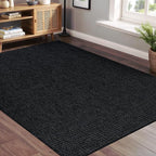 Beverly Rug Easy Jute Large Rug 9x12 Solid Washable Durable Outdoor Indoor Area Rugs for Living Dining Room Patio Office Stain Resistant Non Shedding Indoor Outside Carpet (9 x 12 Dark Gray)