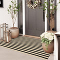 Outdoor Rug Front Door Mat 2'x4.3', Cotton Indoor Doormat Washable Black and Tan Striped Rug, Stain Resistant Reversible Layered Door Mats for Entryway/Farmhouse/Home Entrance