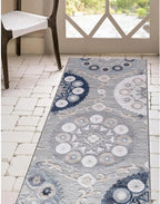 CAMILSON Runner Outdoor Rugs Oriental Retro Traditional Floral Medallion Area Rug 2x10 Non-Shedding Stain Resistant Indoor Carpet for Bathroom Hallway Kitchen Office (2 x 10 / Blue)