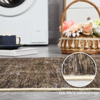 RUGSREAL Small Area Rug 2x3 Entryway Mat with Rubber Backing Stain Resistant Throw Carpet Modern Solid Color Bath Mat Contempowary Washable Rug for Living Room Bedroom Dining Room Kitchen, Brown 2x3