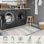 Lahome Moroccan Washable Runner Rug 2x6, Black Stain Resistant Non-Slip Kitchen Rug Runner, Ultra-Thin Geometric Print Distressed Floor Carpet for Entryway Laundry Bedroom