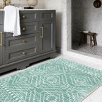 Wonnitar Moroccan 3x5 Area Rug, Sage Green Rug for Bedroom, Washable Farmhouse Kitchen Rug Non-Slip Living Room Throw Mat, Soft Non-Shedding Small Carpet for Bathroom Dorm Office (Mint Green,3'x5')