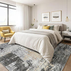 8x10 Area Rugs Living Room: Washable Large Abstract Modern Soft Rug Stain Resistant Indoor Floor Non Slip Accent Carpet for Bedroom Nursery Playroom Dining Room Office Dorm Home House- Black Gold