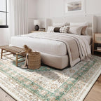 zesthome 6x9 Area Rug, Super Soft Washable Rugs for Living Room, Non-Slip Stain Resistant Vintage Rugs, Ultra-Thin Large Area Rugs (Green/Brown,6'x9')
