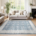 jinchan Floral Area Rugs 4x6 Machine Washable Vintage Distressed Boho Design Throw Rug Stain Resistant Carpet Low Pile Ultra-Thin Non-Slip for Bedroom Living Room Dining Room Kitchen(4‘x6', Drak Blue)