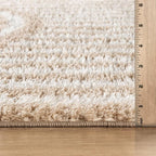 Rugshop Abstract Arch Shag Runner Rug Beige 2' 3" x 8' Perfect for Hallways, Kitchens, or Behind The Sofa