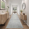 Art&Tuft Non-Slip Runner Rug - 2.5x12 Runner Rug Washable Low-Pile Rugs Runners, Soft Distressed Carpet Runner for Bedroom Bathroom Kitchen Laundry Living Room, Grey