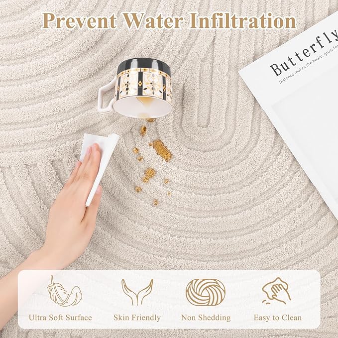 Pauwer 2x3 Washable Area Rugs for Living Room Modern Beige Solid Color Soft Fluffy Rugs for Bedroom Non Slip Boho Accent Indoor Mat Floor Carpet Cover for Kids Room Dining Room Kitchen Office, Beige