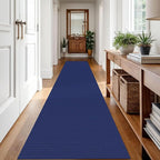 IOHOUZE Washable Runner Rug 2.6x12 Non Slip Extra Long Hallway Runner Entryway Runner Indoor, Kitchen Rugs Woven Cotton Floor Carpet for Hall Entrance Stair, Royal Blue/Navy