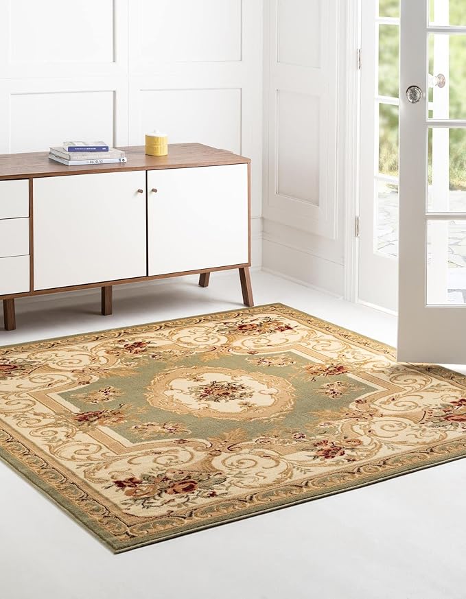 Rugs.com Chateau Collection Rug – 8' x 11' Cream Medium Rug Perfect for Living Rooms, Kitchens, Entryways
