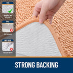 OLANLY Bathroom Rugs 24x16, Extra Soft Absorbent Chenille Bath Rugs, Rubber Backing Quick Dry, Machine Washable Bath Mats for Bathroom Floor, Tub and Shower, Home Decor Accessories, Peach