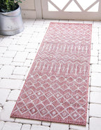 Unique Loom Outdoor Trellis Collection Area Rug - Tribal Trellis (2' 7" x 10' Runner Rust Red/Ivory)