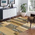 Superior Indoor Area Rug, Jute Backed, Modern Geometric Patchwork Floor Decor for Bedroom, Office, Living Room, Entryway, Hardwood Floors, Rockwood Collection, 3' x 5', Light Blue-Beige