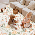 Orange Rug Bow Floral Rug for Girls, 5x7 Washable Area Rugs for Bedroom Living Room, Kitchen,Dining Room,Kids Room, Playroom, Cute Ultra-Thin Non Slip Low Pile Indoor Carpet