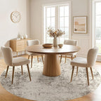 8ft Round Area Rug Living Room Rugs - 8x8 Washable Neutral Modern Abstract Soft Thin Rug Indoor Floor No Slip Rug Carpet for Bedroom Under Dining Table Home Office Decor - Dark Brown