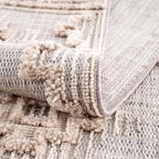 Hauteloom Ampusungan Modern Moroccan Medallion Farmhouse Living Room, Bedroom Area Rug - High Low - High Pile Carpet - Cream, Beige, Brown, Beige - 7'10" x 10'