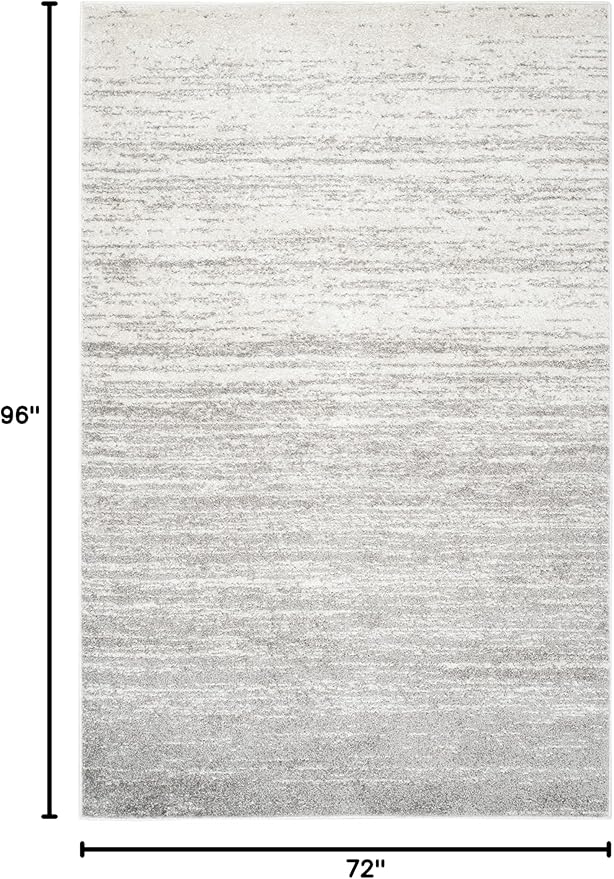 SAFAVIEH Area Rug 6x8 - Adirondack Collection - Ivory & Silver, Modern Ombre Design, Non Shedding & Easy to Clean, Ideal for Living Room, Bedroom, Office, Dining Space (ADR113B)