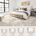 8x10 Area Rug Living Room Rugs - Washable Neutral Modern Abstract Soft Thin Large Rug Indoor Floor No Slip Rug Carpet for Bedroom Under Dining Table Home Office Decor - Golden Grey