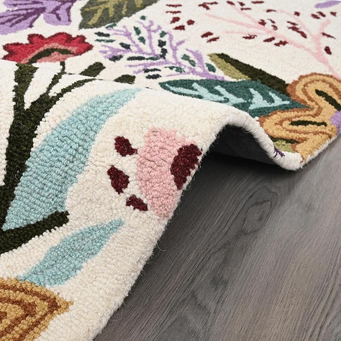 Hand-Tufted Floral Area Rug - Colorful Garden Design with Beautiful Flower Patterns - Modern Style Premium Carpet for Living Room & Bedroom or Kitchen (12'x18')
