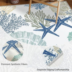 Tritard Coastal Area Rugs Nautical Beach Themed Non-Slip Machine Washable Rugs Modern Floor Carpet for Living Room Bedroom, 4x6, Blue