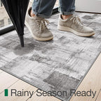 LUMI Ultra Thin Door Mat, 18x30 Non Slip Indoor Doormat Entrance Washable Rugs Entryway Oriental Vintage Soft Carpet for Kitchen Bedroom Front Door, Grey