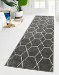 Unique Loom Trellis Frieze Collection Area Rug - Geometric (2' x 8' 8" Runner, Dark Gray/ Ivory)