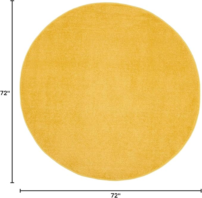 Nourison Home Nourison Essentials Yellow 6' x Round Area Rug - Easy Clean, Non Shedding, Bed Room, Living Room, Dining Room, Kitchen (6' x Round)